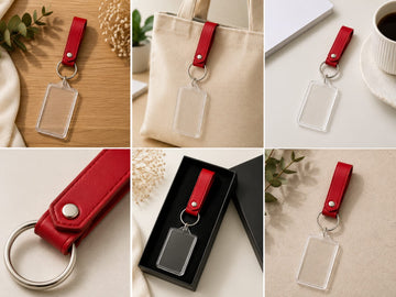 Long Rectangle Acrylic Keychain with strap (Pack of 50)