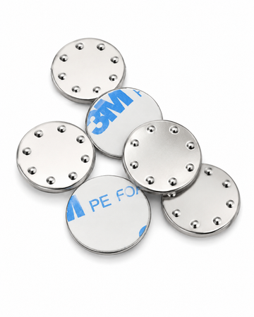 Button badge magnet with 3M adhesive tape backing