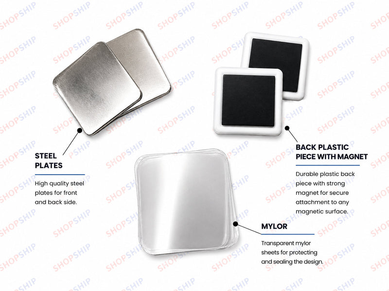 ShopShip 50×50mm square acrylic fridge magnet blanks, pack of 100