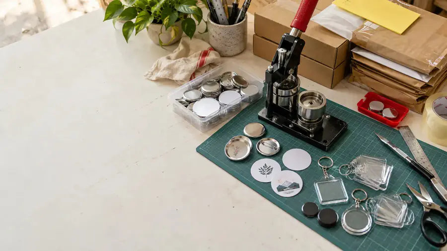 Pressing station with blanks